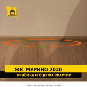 Приёмка квартиры в ЖК Мурино 2020: Коротко подрезан линолеум, вставка