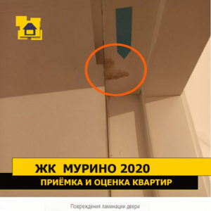 Приёмка квартиры в ЖК Мурино 2020: Повреждения ламинации двери