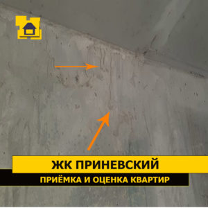 Приёмка квартиры в ЖК Приневский: Наплывы и подтёки раствора на стене в коридоре