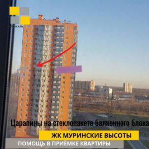 Приёмка квартиры в ЖК Муринские высоты: Царапины на стеклопакете балконного блока