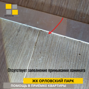 Приёмка квартиры в ЖК Орловский парк: Отсутствует заполнение примыкания ламината