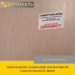 Приёмка квартиры в ЖК Приневский: повреждение ламинации декоративной панели входной двери